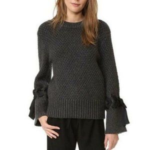 CLUB MONACO Weronika Chunky Crewneck Sweater Ribbon Sleeves Sz S